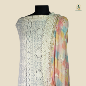 Moon White lucknowi chickankari Sequence Work Suit with Dupatta