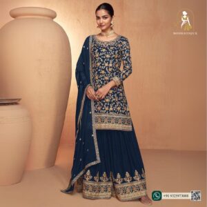 Beautiful Royal Blue Embroidered Suit